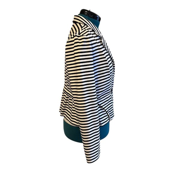 Elle Black and White Striped Cropped Peplum Blazer - Picture 2 of 7